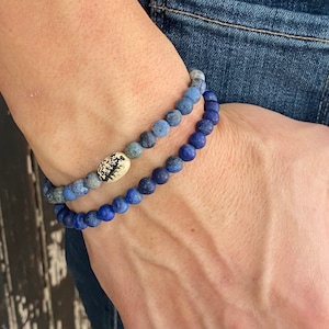 STRENGTH + COURAGE Lapis Lazuli Mala Bracelet • Mens Jewelry • Yoga Jewelry • Mens Gift • Unisex Bracelet • Father’s Day Gift