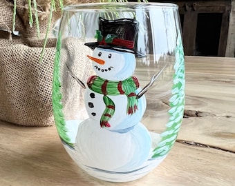 Hand Painted Christmas Holiday Wine Glasses / Santa / Mrs. Claus / Snowman / Crab / Palm Tree / Oysters