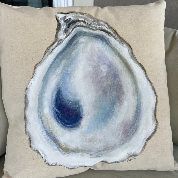 Hand Painted Pillows | Oyster Shell | Sand Dollar | Scallop Shell | Seahorse | Coastal Pillows | Coastal Decor | Beach House | MADE IN USA!