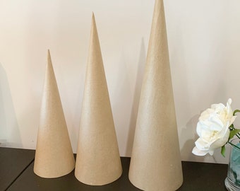 Paper Mache Cones for crafting - 3 Sizes available 12", 15" & 18"