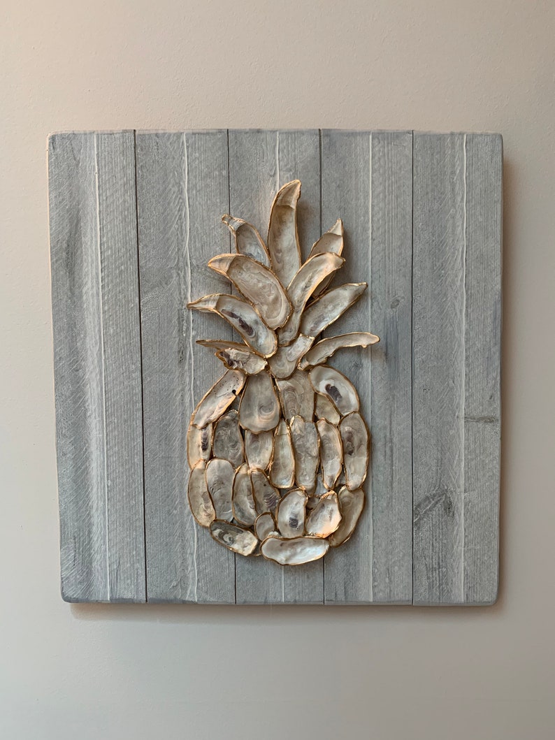 Oyster Shell Wall Decor on Wood | Etsy