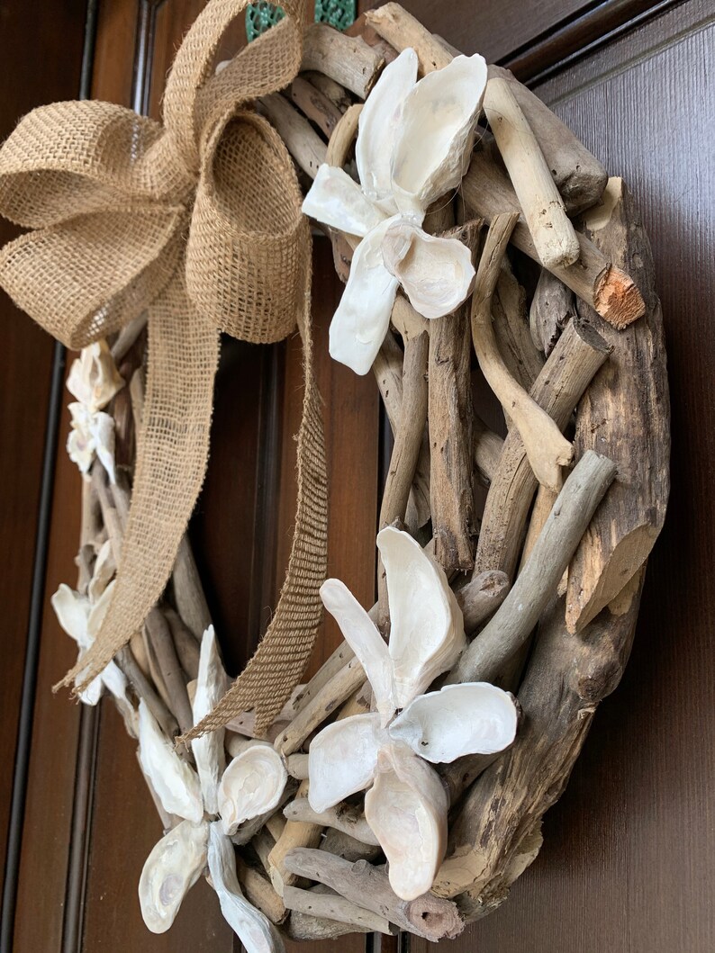 Oyster Shell & Driftwood Wreath / Door Hanger / Wall Decor
