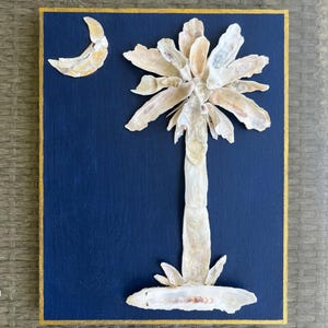 South Carolina Palmetto Moon Oyster Shell Art / Oyster Decor / SC Oyster Shells