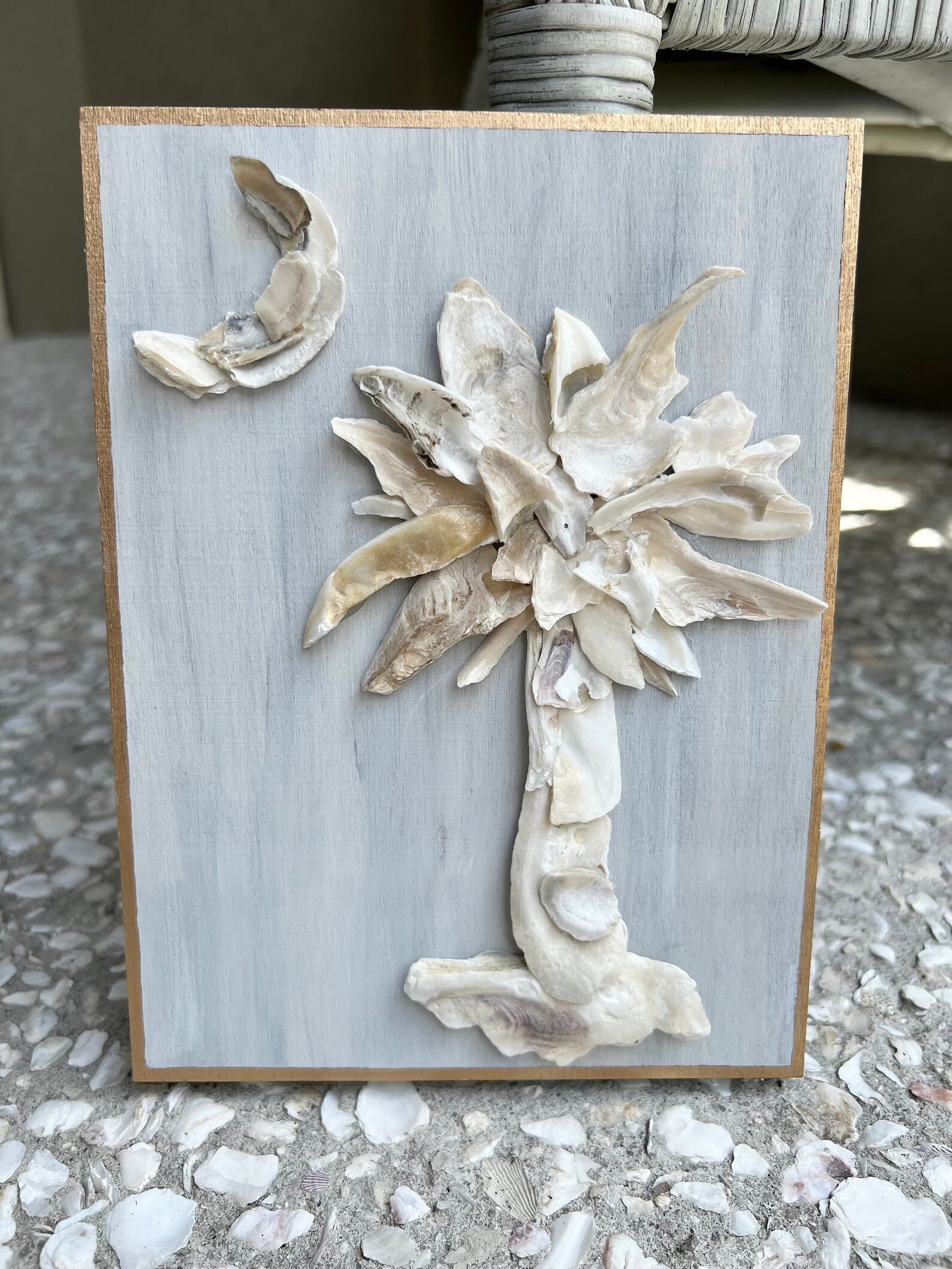 South Carolina Palmetto Moon Oyster Shell Art / Oyster Decor / SC ...