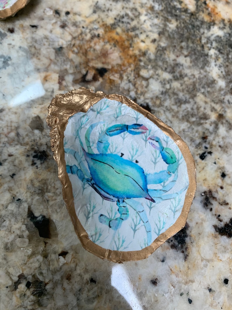 Handmade Authentic Decoupage Oyster Shells / Oyster Shell Etsy