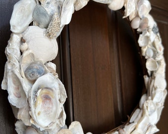 Seashell Wreath / Oyster Wreath & Mixed Seashells Grapevine Wreath