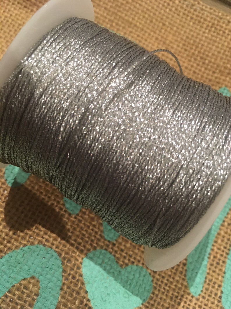 silver yarn, silver cord, 1mm, resistant yarn, jewelry creation image 1