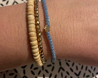 Trio of elastic bead bracelets