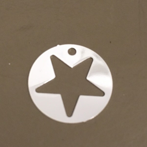 breloques ronde, pendentif étoile, métal argenté, 1,8 cm