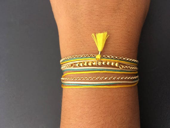 METAL BEAD BRACELET THIN GOLD GREEN METAL BEAD BRACELET THIN GOLD GREEN