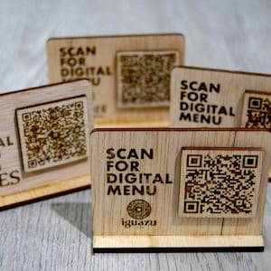 Revolucione su menú con 10 menús con códigos QR escaneables: sin contacto, higiénicos y ecológicos. Soporte de mesa QR de doble cara para restaurantes
