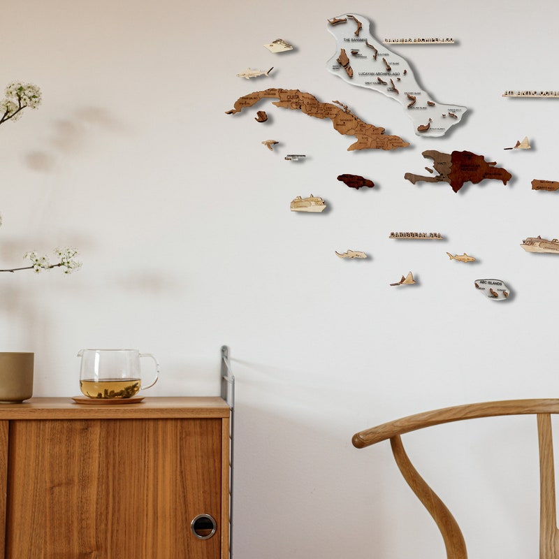 Caribbean Map Art Wooden - Etsy