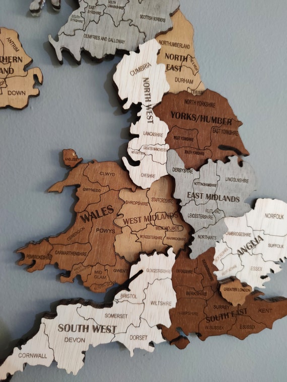 3D英国木製壁地図：素朴なインテリア、旅行ギフト - Etsy 日本