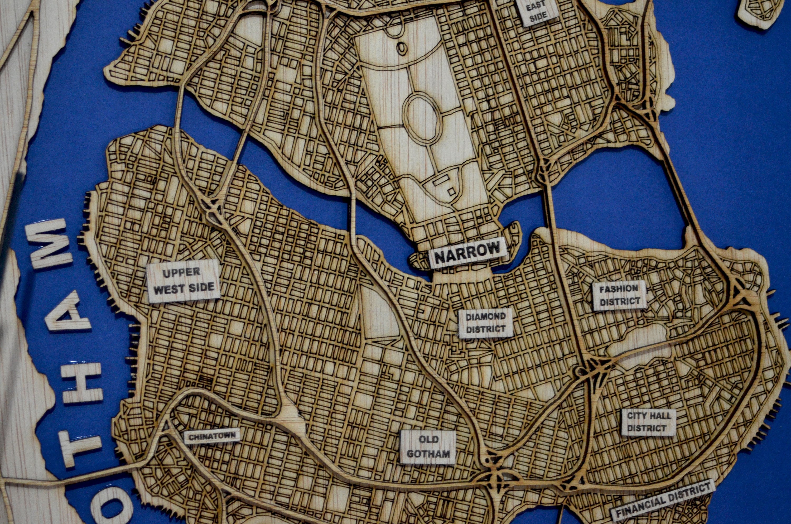 Gotham City 3D Wooden Street Map Layered Gotham City Wall Etsy