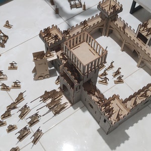 Wooden Medieval Castle Playset: Knights, Catapults, Dragon