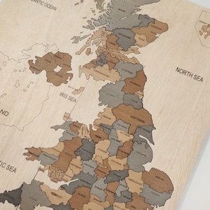 Großbritannien Landkarte Puzzle aus Holz für Kinder, UK Landkarte Puzzle für Geschenk, 3D Großbritannien Karte, Landkarte für Kinder und Erwachsene
