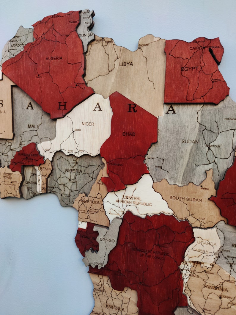 Wooden Africa Wall Map. Elevate Your Decor With Artisancrafted Charm