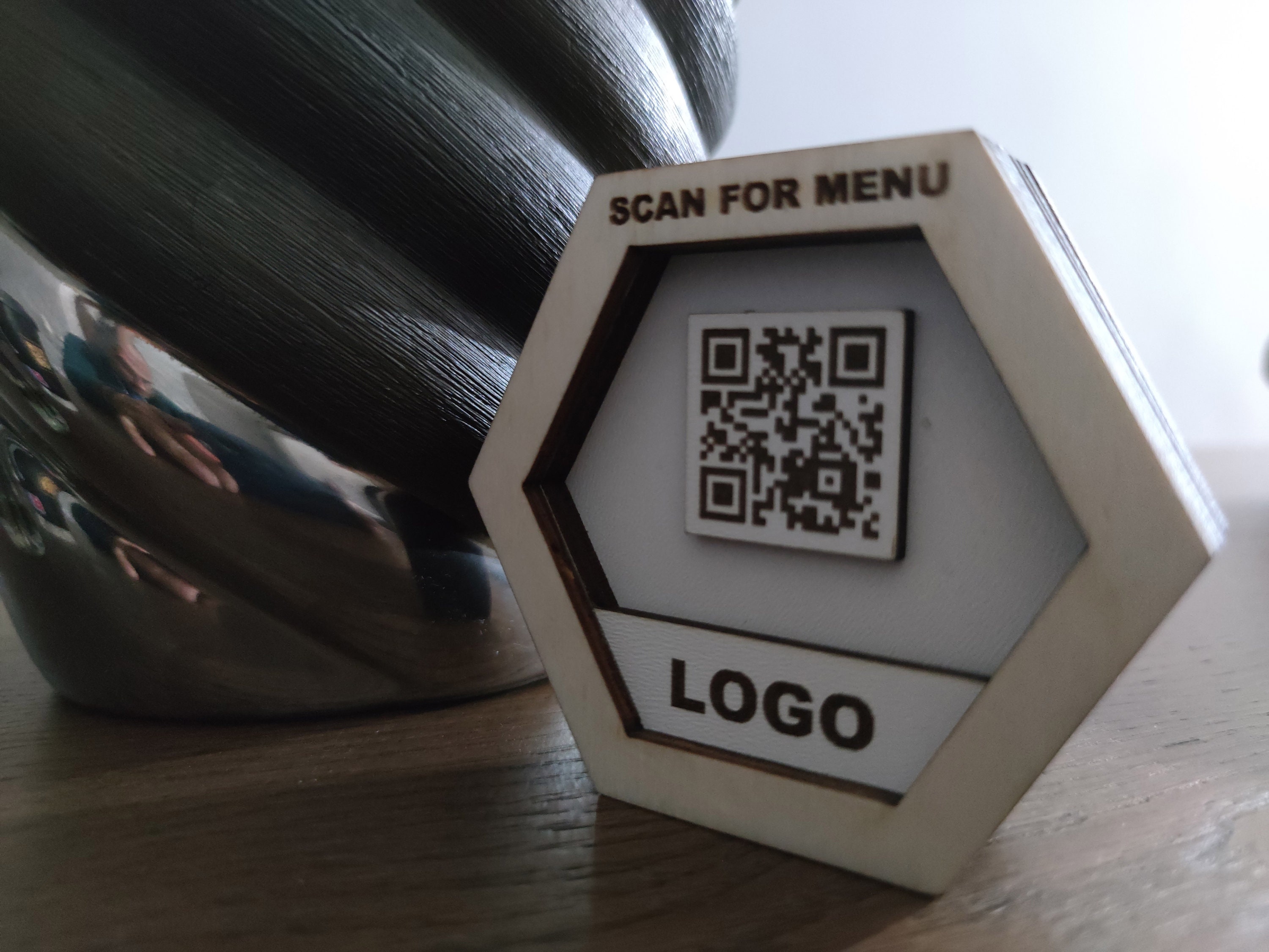 10 Hexagon QR Code Table Stands: Custom Digital Menu Sign - Etsy
