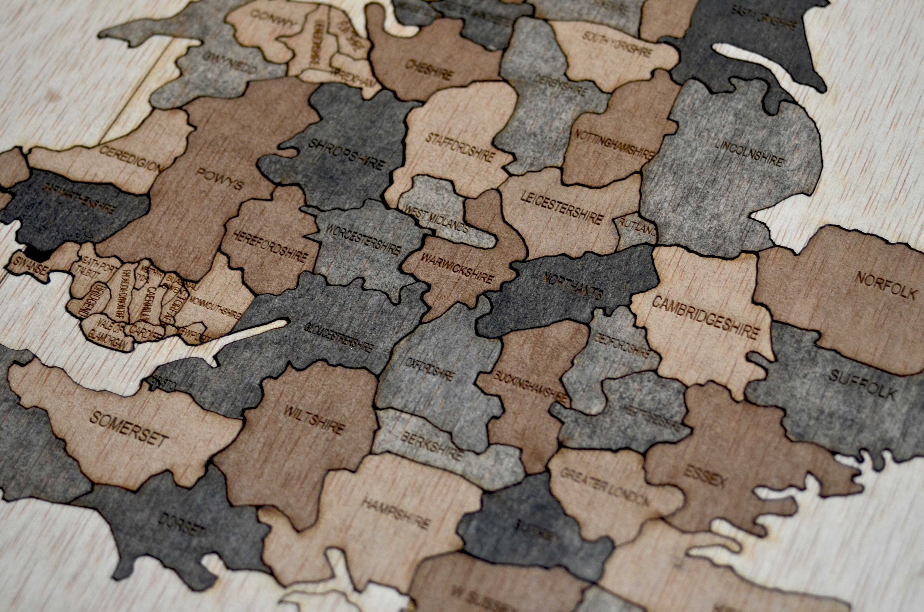 Wooden United Kingdom Map Puzzle for Kids, UK Map Puzzle for Gift, 3D