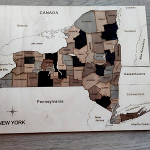 New York County Karte Puzzle, New York County Karte für Lehrzwecke und Spaß, New York County Puzzle Geschenk für Schule und Kinder.