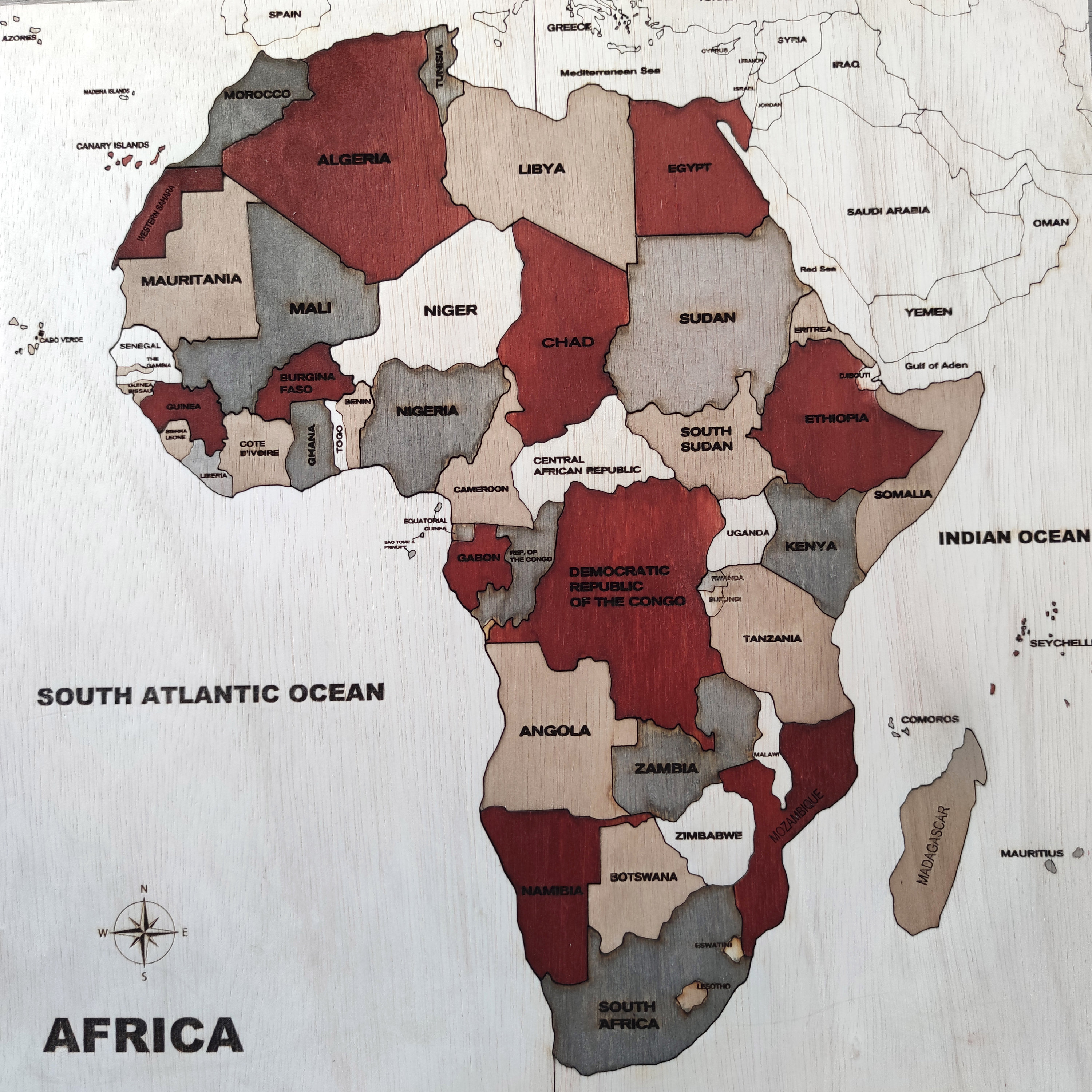 Political map africa - Etsy México, image size:3000x3000