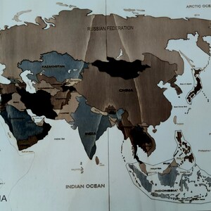 Asia wooden map puzzle for kids, Asia map puzzle with countries, Geographical map of Asia for school kids or adults.