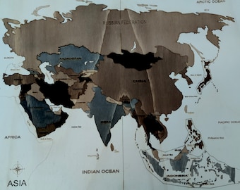 Wooden Asia Geography Puzzle – Montessori Learning Map of Asia for Kids & Adults