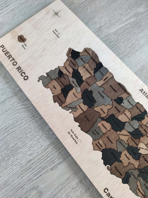 Montessori Wooden Puerto Rico Map Puzzle – Educational Geography Toy of Municipalities