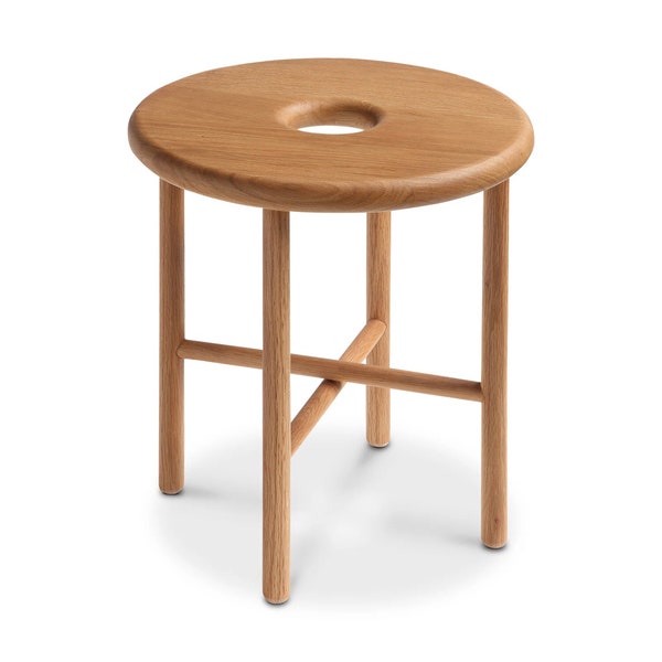 Natural Solid Wood Accent Stool, Lightweight to Move Fluidly Throughout the Home, Criss-cross Design