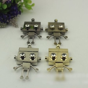 Roboter Drehverschluss 75mm Geldbörse Charm Organizer Gepäck Hardware Antik Gold Verschluss und Schlüsselverschluss kleine Tasche Clutch Metall Zubehör