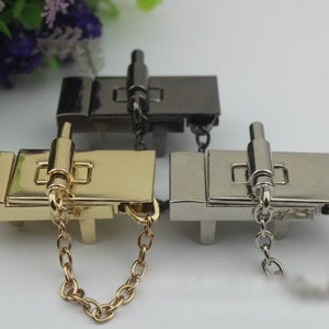 Rechteck Drehverschluss 60mm Geldbörse Charm Organizer Gepäck Hardware Antik Gold Verschluss und Schlüsselverschluss kleine Tasche Clutch Metall Zubehör