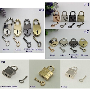 Shape Padlock Clasp Key Lock Working Heart Square Rectangular Leathercraft Purse Bag Buckle Pet Collar Suitcase Box Diary Wedding Repair