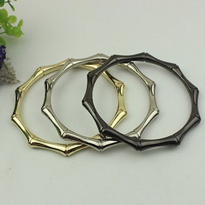 2 piezas de manijas de metal redondas poligonales para bolso de mano, 90 mm, 3 1/2", manija superior de cuero de repuesto, color dorado, plateado, negro y bronce, para accesorios de billetera de bolso