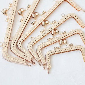 Rose Gold Purse Frame Metal Vintage Pattern Snap Clasp For Bag Sewing Clutch Handbag Making Findings Hardware Supply Accessories 8-20cm