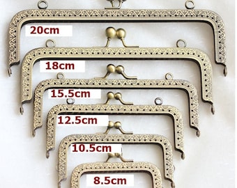 Purse Frame 2 1/2 - 8 Inches 6-20cm Antique Bronze Metal Vintage Pattern Snap Clasp Bag Sewing Clutch Handbag Making Hardware Accessories