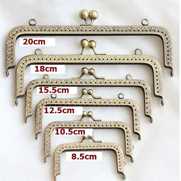 Purse Frame 2 1/2 - 8 Inches 6-20cm Antique Bronze Metal Vintage Pattern Snap Clasp Bag Sewing Clutch Handbag Making Hardware Accessories