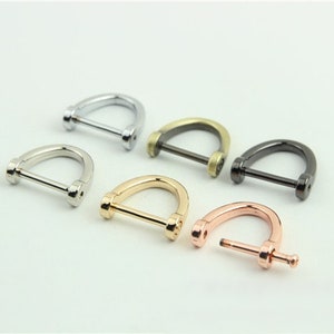 D-Rings Screw In Shackle Horseshoe Buckle Purse Strap Connector Metal Adjuster 3/4 Inch 18mm Belt Webbing Purse Hardware Wholesale Bulk
