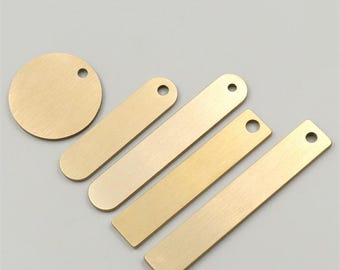 Plaque signalétique en laiton massif 25 30 40 50 60 mm 1 po. 2 po. Rectangle barre ronde perle plaque plate avant trou percé Charme pendentif blanc en gros en vrac