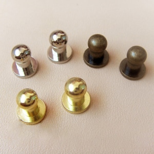 Brass Screw Stud Button 6 8 10 mm Round Head Brown Browne Gold Bronze Silver Black Rivet Sam Belt Collar Cuff Band Wallet Purse Leathercraft image 6