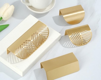 Gold Massiv Messing Halbmond Kabinett Griffe Minimalist Blatt Ausschnitt Schublade Griffe Küche Schlafzimmer Kommode Kleiderschrank Möbel Dekor