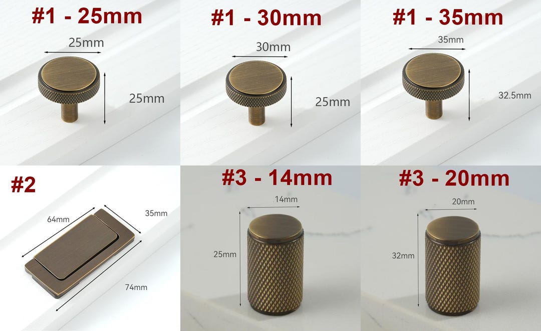 Knurled Aged Solid Brass Drawer Pulls Knobs Cabinet Handles Industrial ...