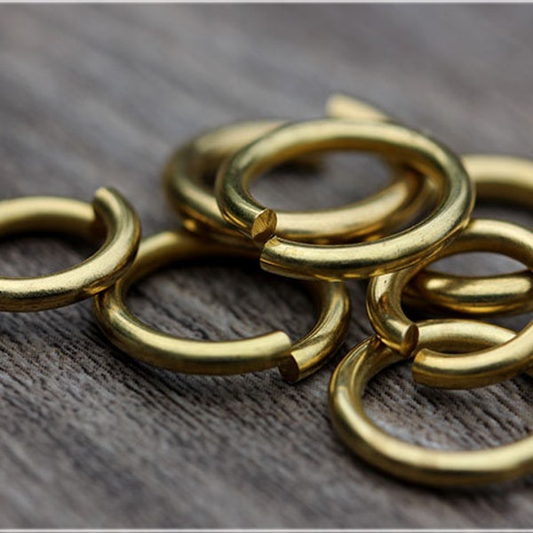 Solid Brass Open Jump Rings 5-26mm Circle Round Connector OD 18 16 12 10 8 7 Gauge Copper Wire Weave DIY Jewelry Finding Heavy Duty Hardware