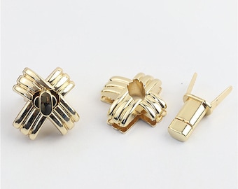 Cross Turn Lock 1 1/8" 30mm Metal Purse Twist Lock Closure Heavy Duty Handbag Bag Making Replacement Hardware Accessories Wholesale Bulk