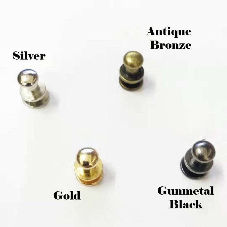 Brass Screw Stud Button 6 8 10 mm Round Head Brown Browne Gold Bronze Silver Black Rivet Sam Belt Collar Cuff Band Wallet Purse Leathercraft image 5