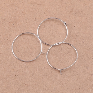 Wine Glass Charm Ring Ear Earring Hoop Wire Stainless Steel Grey Silver Tone 21 gauge 3/4" 1" 1-1/4" 20 25 30mm Jewelry Accessory Bulk Lot