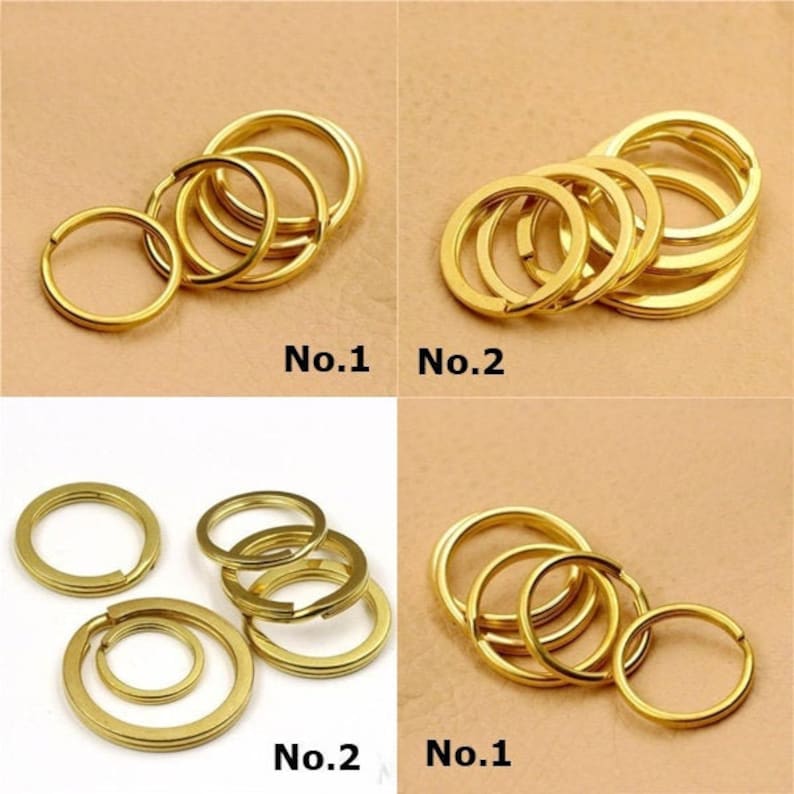 Round Flat Split Key Ring Solid Brass Hang Chain Hook DIY Craft Hardware 12 15 20 25 30 32 35 mm 1/2 5/8 13/16 1 1 3/16 1 5/16 1 7/16" imagem 1