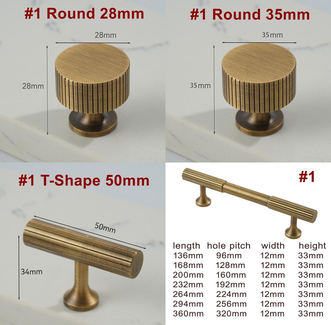 Knurled Aged Solid Brass Drawer Pulls Knobs Handles Art Deco Minimalist ...
