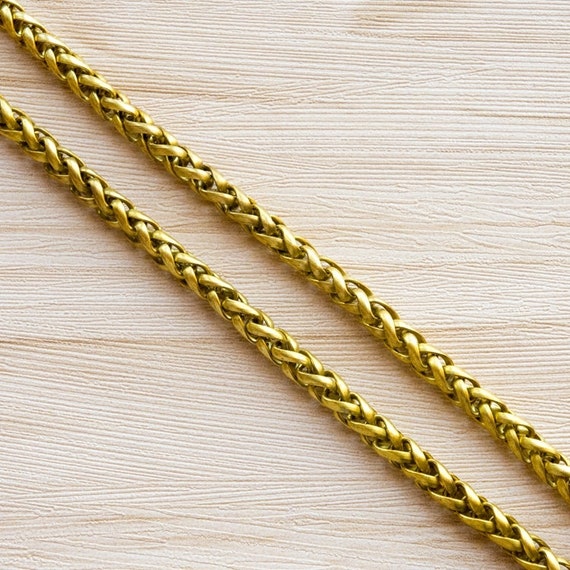 Solid Brass Wheat Spiga Rope Chain 6 8 10mm Unfinished Curb Chain Open Link Bag Purse Strap Leathercraft Hardware Jewelry Making Etsy UK