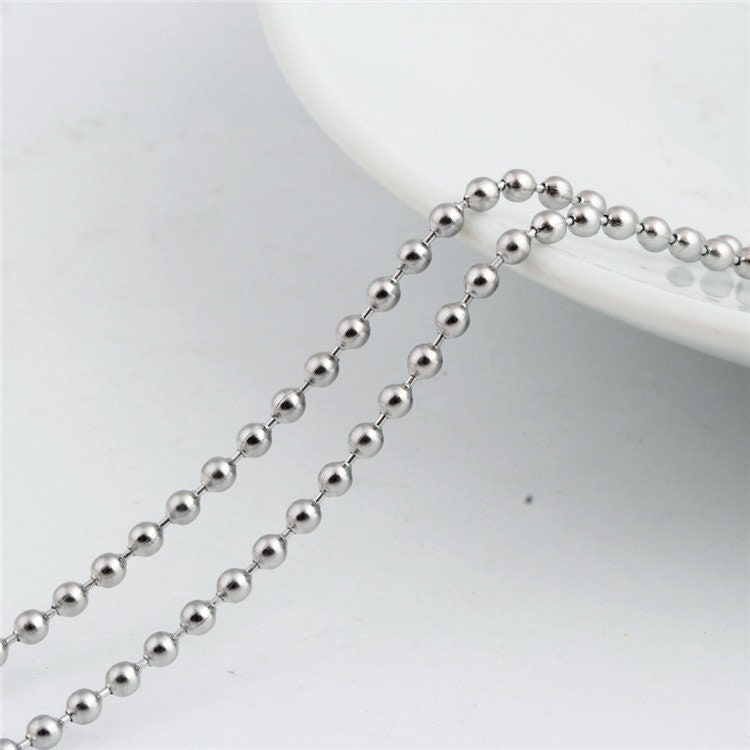 5M/Lot 1.2 1.5 2.4 3.2 mm Stainless Steel Beaded Ball Bead Chain