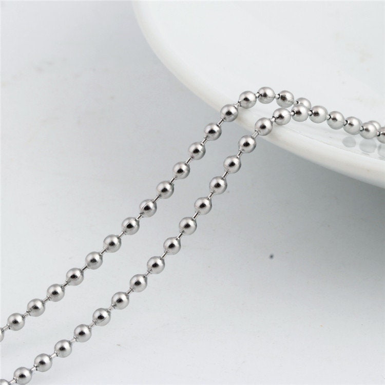 thumbnail image 2 of 28 Inch Stainless Steel Ball Chain - 2.4 Mm Military Spec - Silver - For Dog Tags 2 of 4